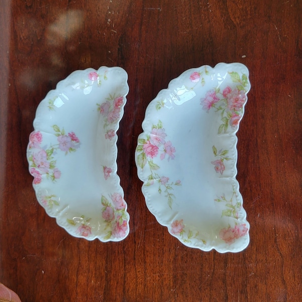 Haviland Limoges Pink Rose Bone Dishes Set of 2 Excellent Condition!