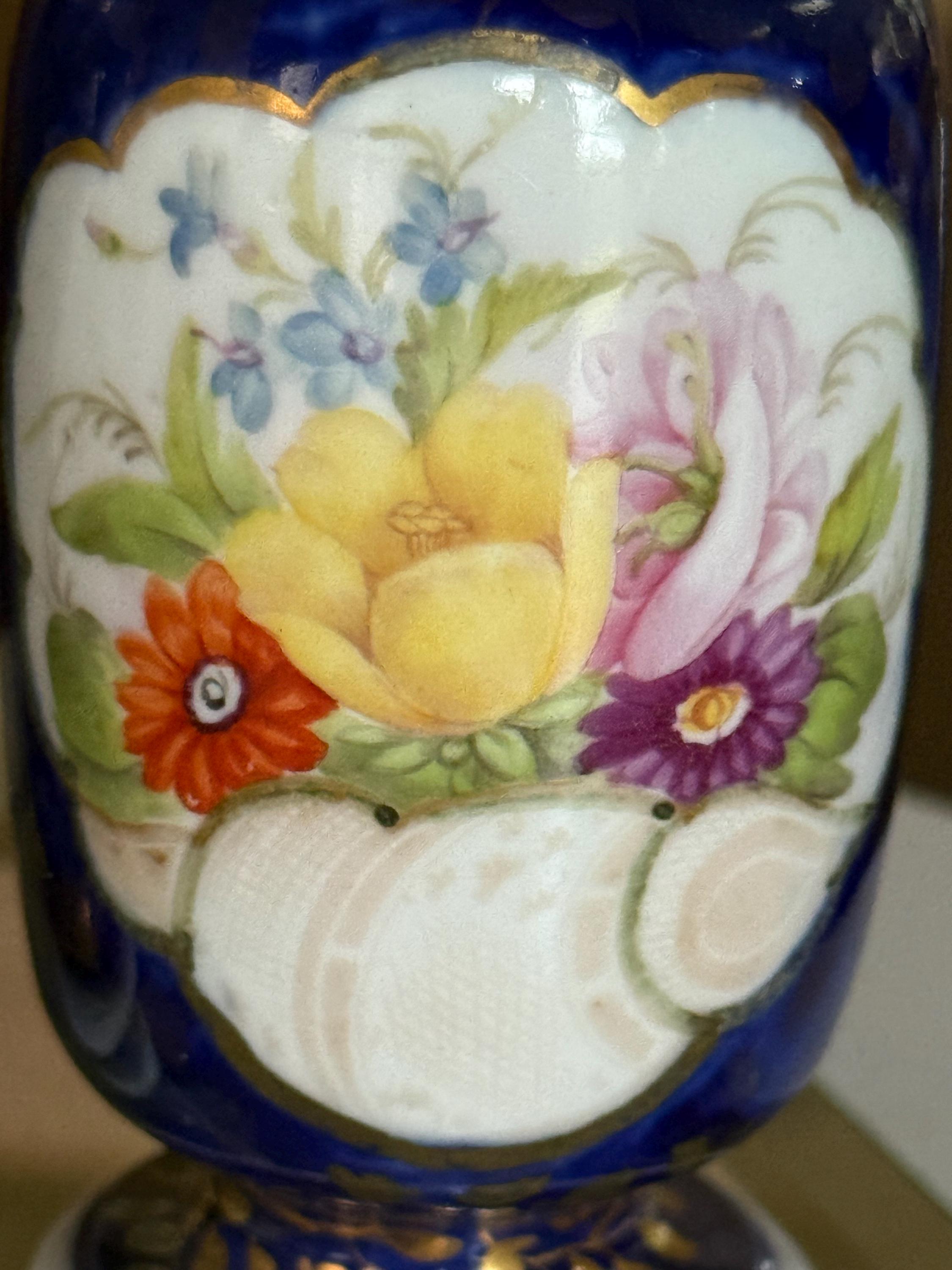Antique Minton Porcelain Miniature Vases: Cobalt Blue & Gold Gilt