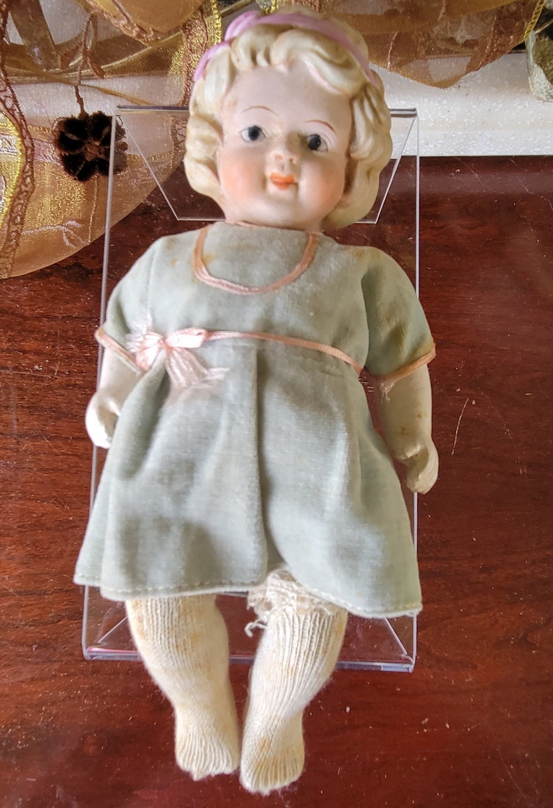 Antique Nippon 8 1/2 Jointed Porcelain Doll W/original Clothing Rare
