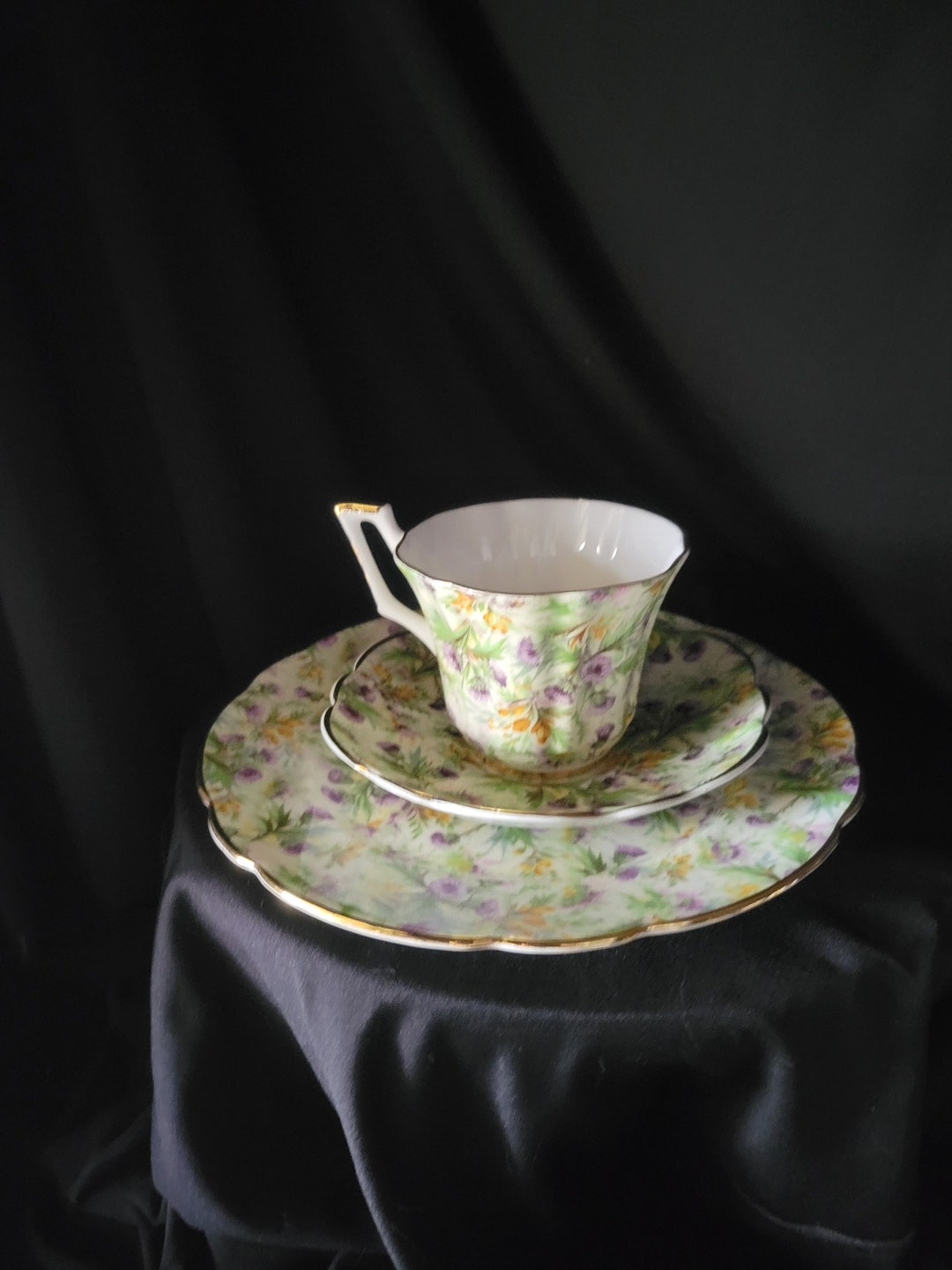 Vintage Regency Bone China Tea Cup, Saucer & Luncheon Plate Scottish