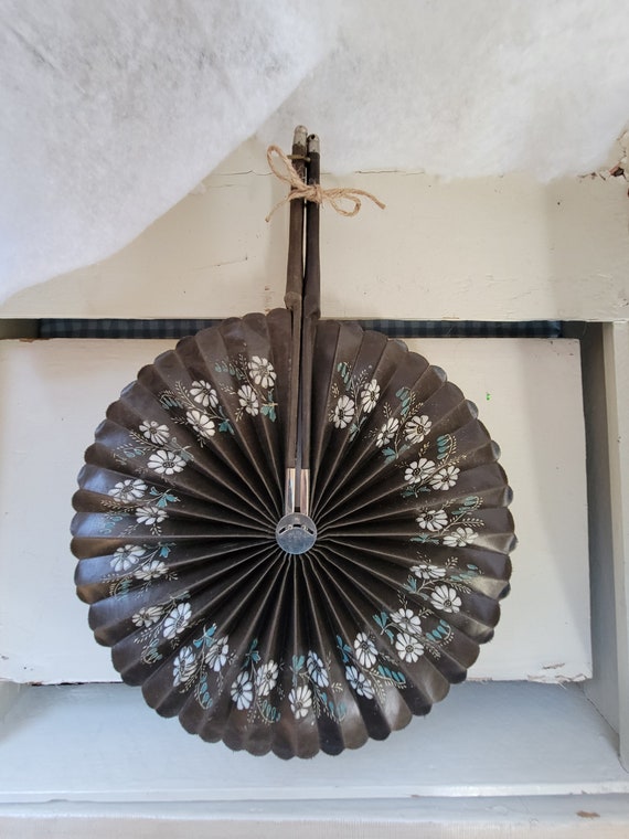 Antique Victorian Mourning Fan With Handpainted D… - image 5