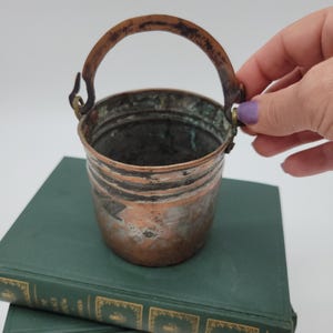 Antique Salesman&#39;s Sample Copper Bucket, Copper Stock Pot, Doll Sized, Unusual Piece