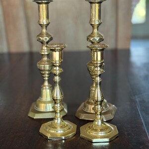 Stunning Brass Victorian Beehive & Diamond Pushup Candlestick Holders or Vintage Baldwin Brass Candlestick Holders, Your Choice