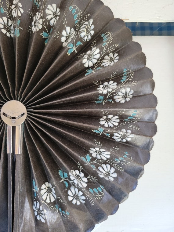 Antique Victorian Mourning Fan With Handpainted D… - image 3