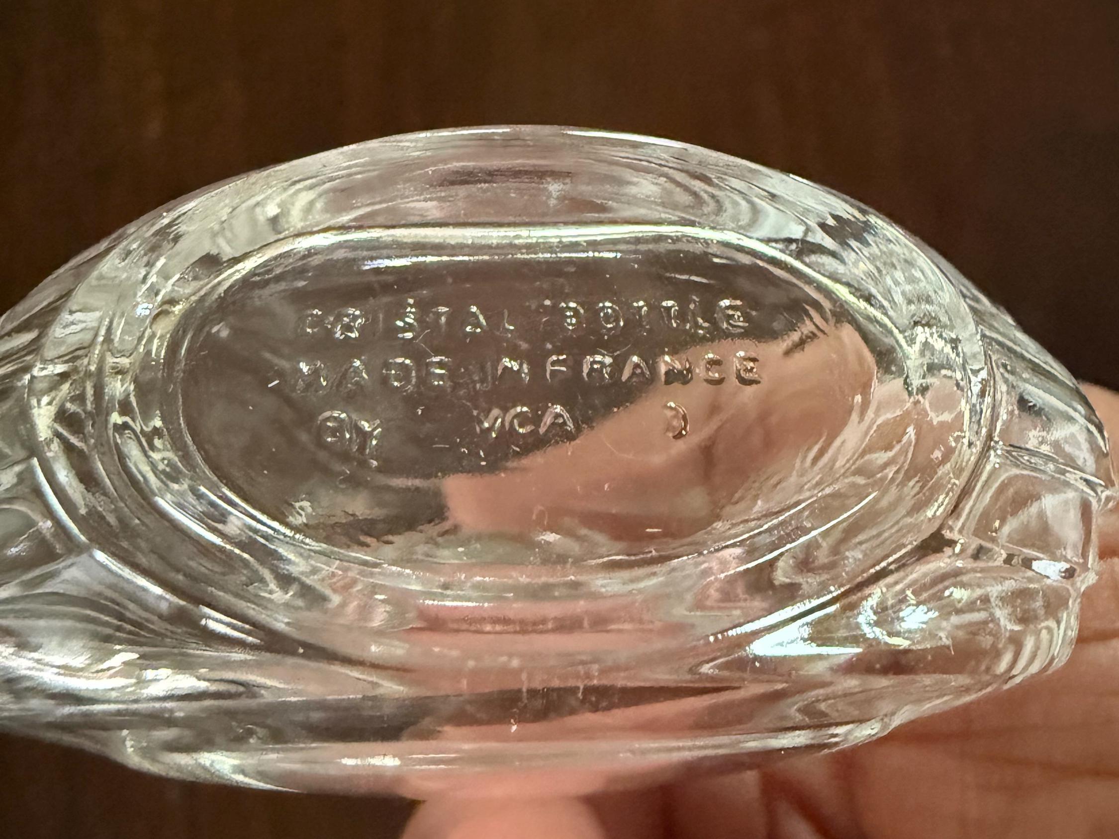 Vintage French Crystal Perfume Bottle: Art Nouveau Pewter Lid