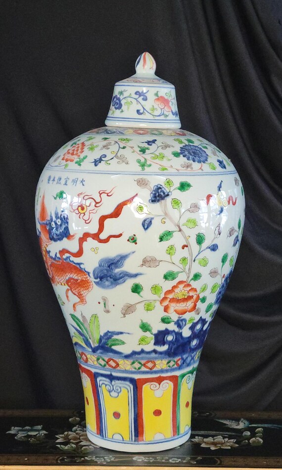 宣徳年製 中国製 龍紋 花瓶 約75cm 壺 特大壺 宣徳