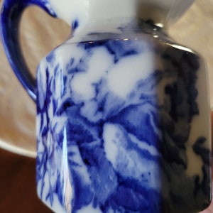 Antique Flow Blue Victoria Staffordshire Cream Pitcher Excellent Condition image 8