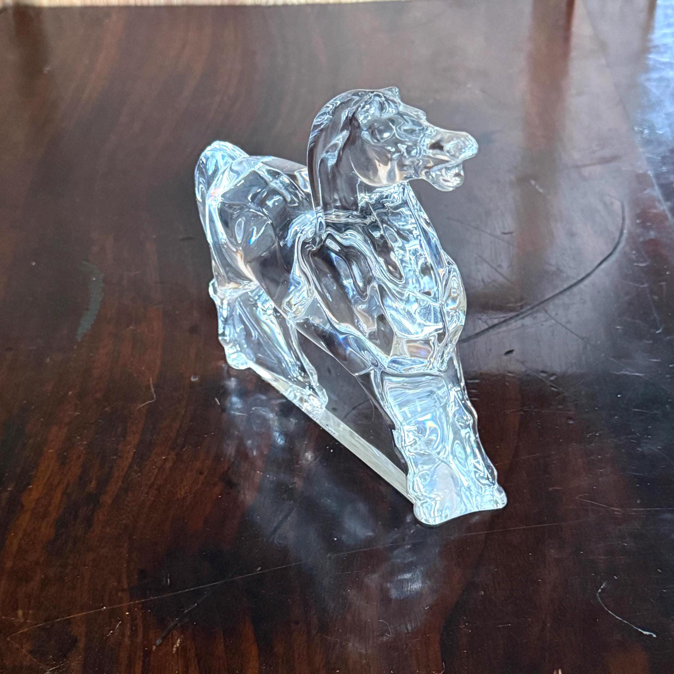 Vintage Hoya Lead Crystal Horse Figure: Artist Signed, Made in