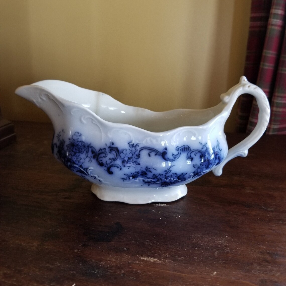 Antique Flow Blue Gravy Boat New Warf England Clyde Beautiful Etsy