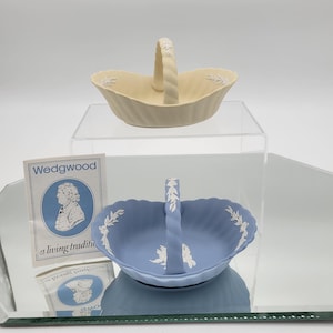 Vintage Wedgwood Jasperware Baskets, Your Choice, Primrose Yellow or Blue
