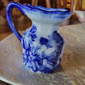 Antique Flow Blue Victoria Staffordshire Cream Pitcher Excellent Condition image 2