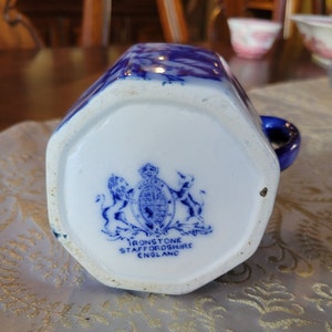 Antique Flow Blue Victoria Staffordshire Cream Pitcher Excellent Condition image 9