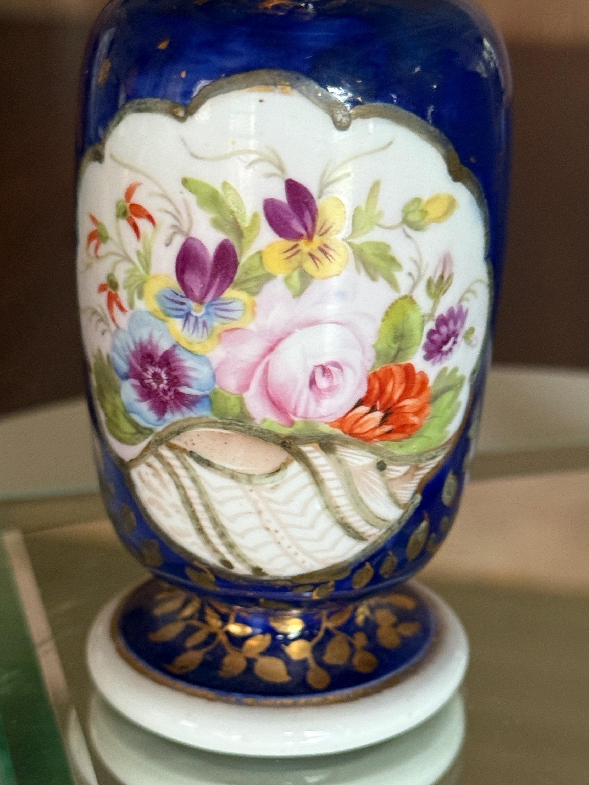 ヴィンテージ ミントン 花瓶 Antique Minton Porcelain Miniature Vases: Cobalt Blue & Gold Gilt