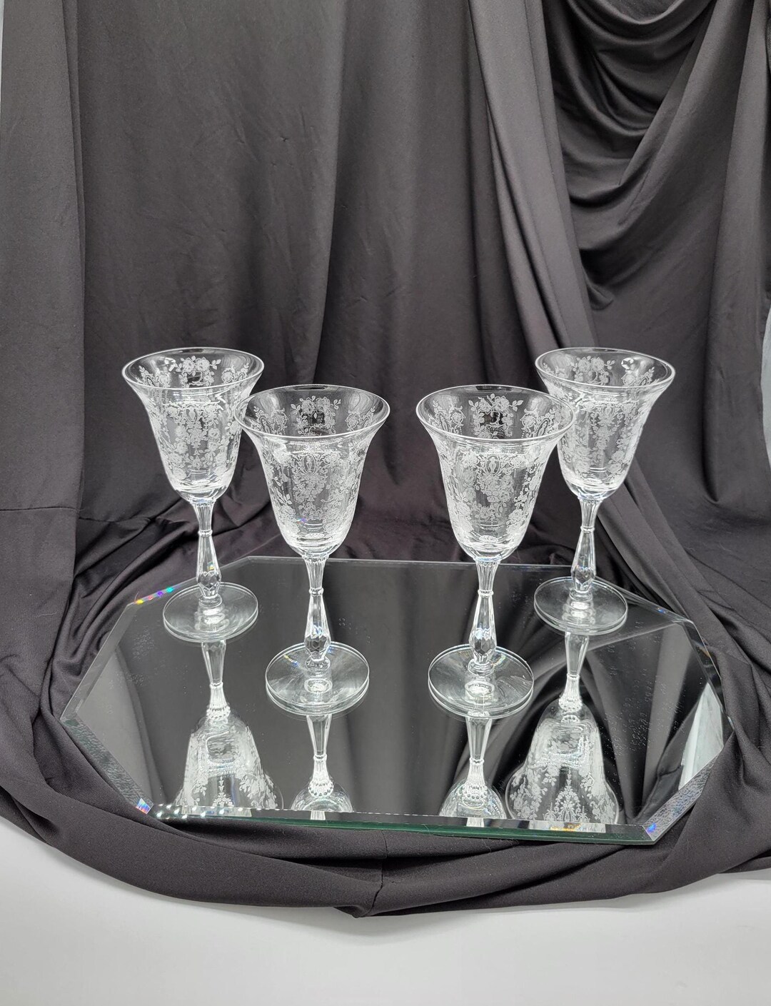 Vintage Tiffin Cherokee Rose Stemmed Wine Glasses Set of 2 or Set