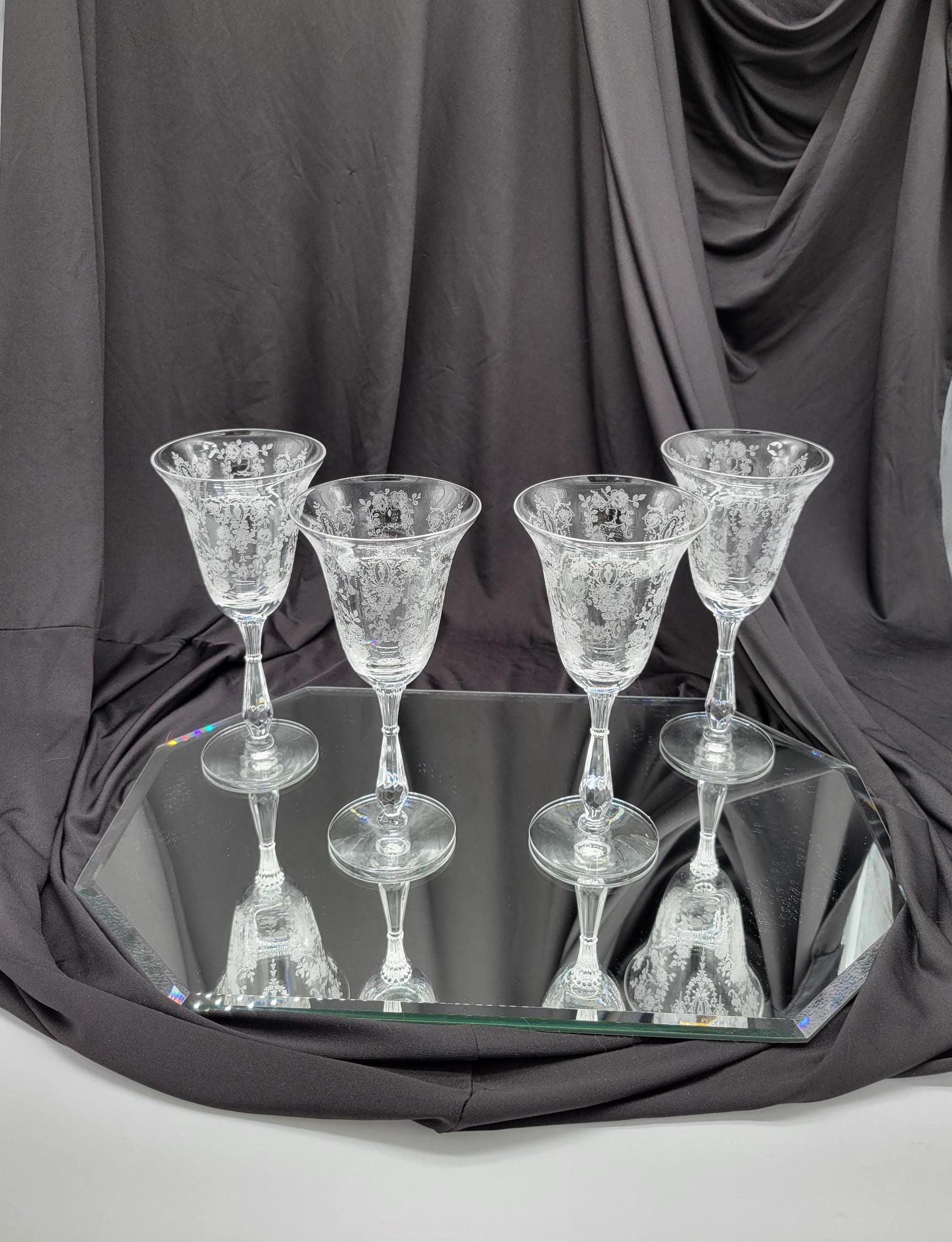 Vintage Tiffin Cherokee Rose Stemmed Wine Glasses Set of 2 or Set