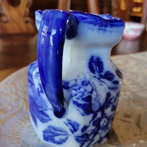 Antique Flow Blue Victoria Staffordshire Cream Pitcher Excellent Condition image 6