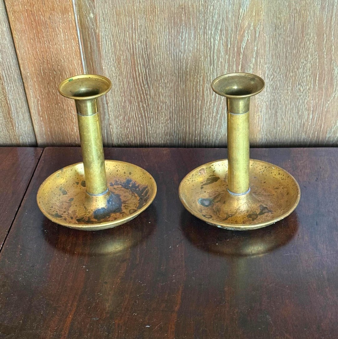 アンティークフランス製真鍮製キャンドルスタンド - 20世紀初頭 - Etsy