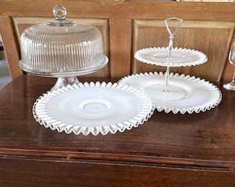 Vintage Fenton Silver Crest Cake Plate - Mid Century Modern