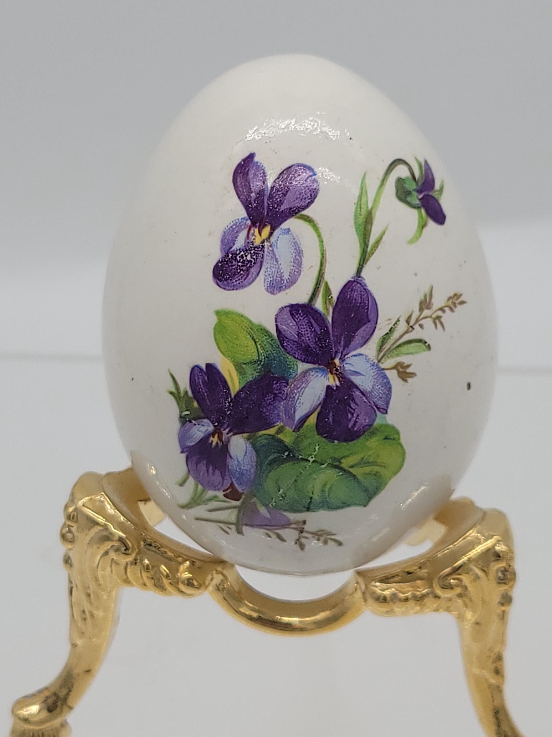 Vintage Lenox Porcelain Easter Egg With Stand: Hand-painted