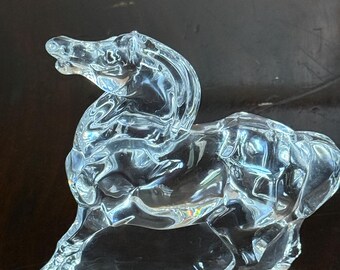 Vintage Hoya Lead Crystal Horse Figure: Artist Signed, Made in