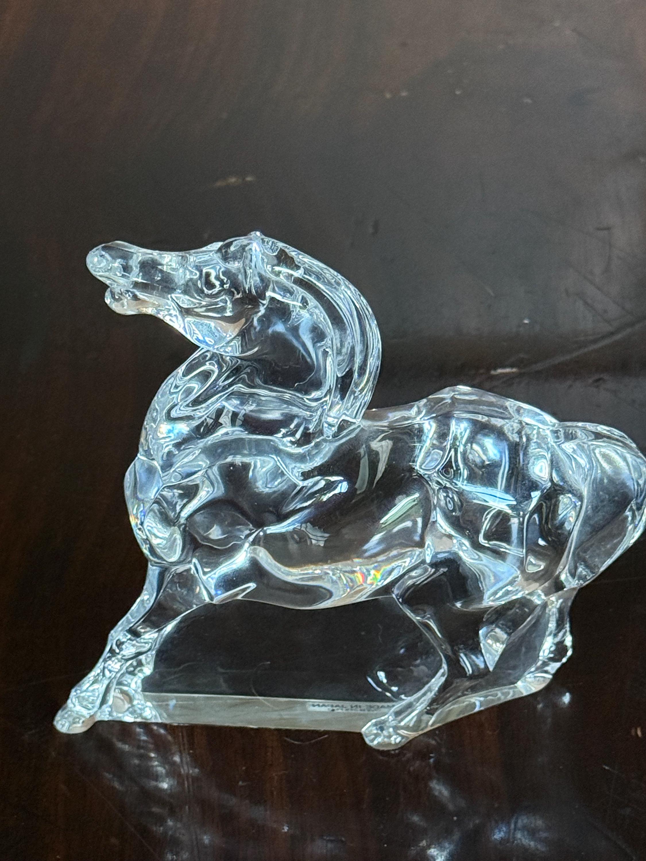 Vintage Hoya Lead Crystal Horse Figure: Artist Signed, Made in