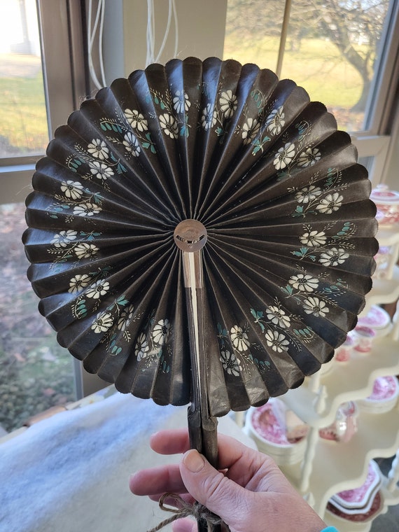 Antique Victorian Mourning Fan With Handpainted D… - image 8