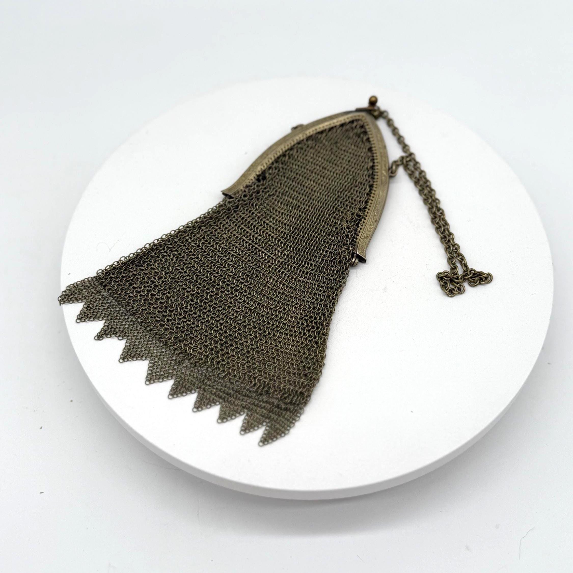 20世紀初頭の美しい真鍮のチェーンメイルのメッシュ財布 - Etsy 日本