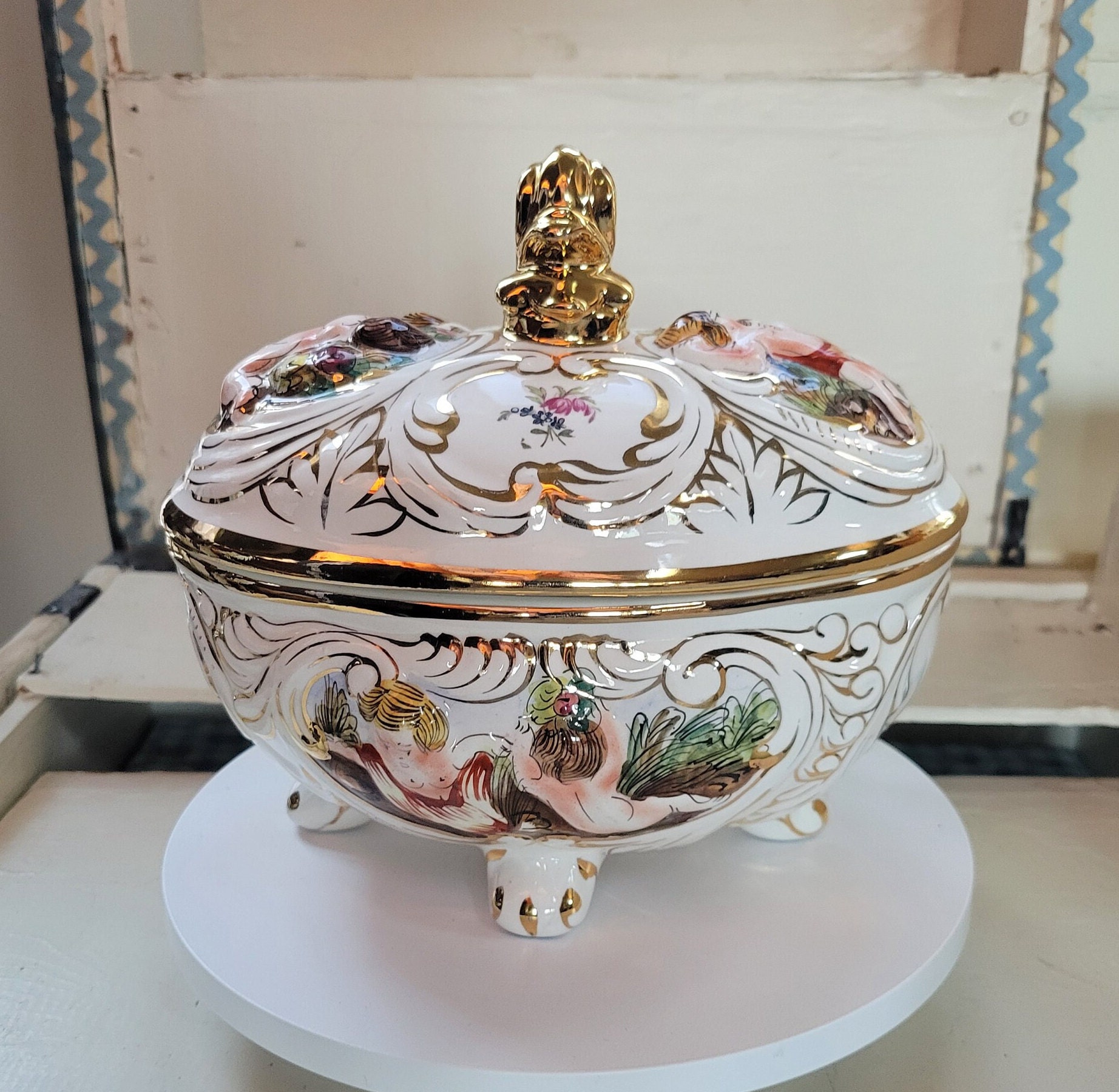 レア ヴィンテージ フルーツモティーフチュリーン 蓋付き容器