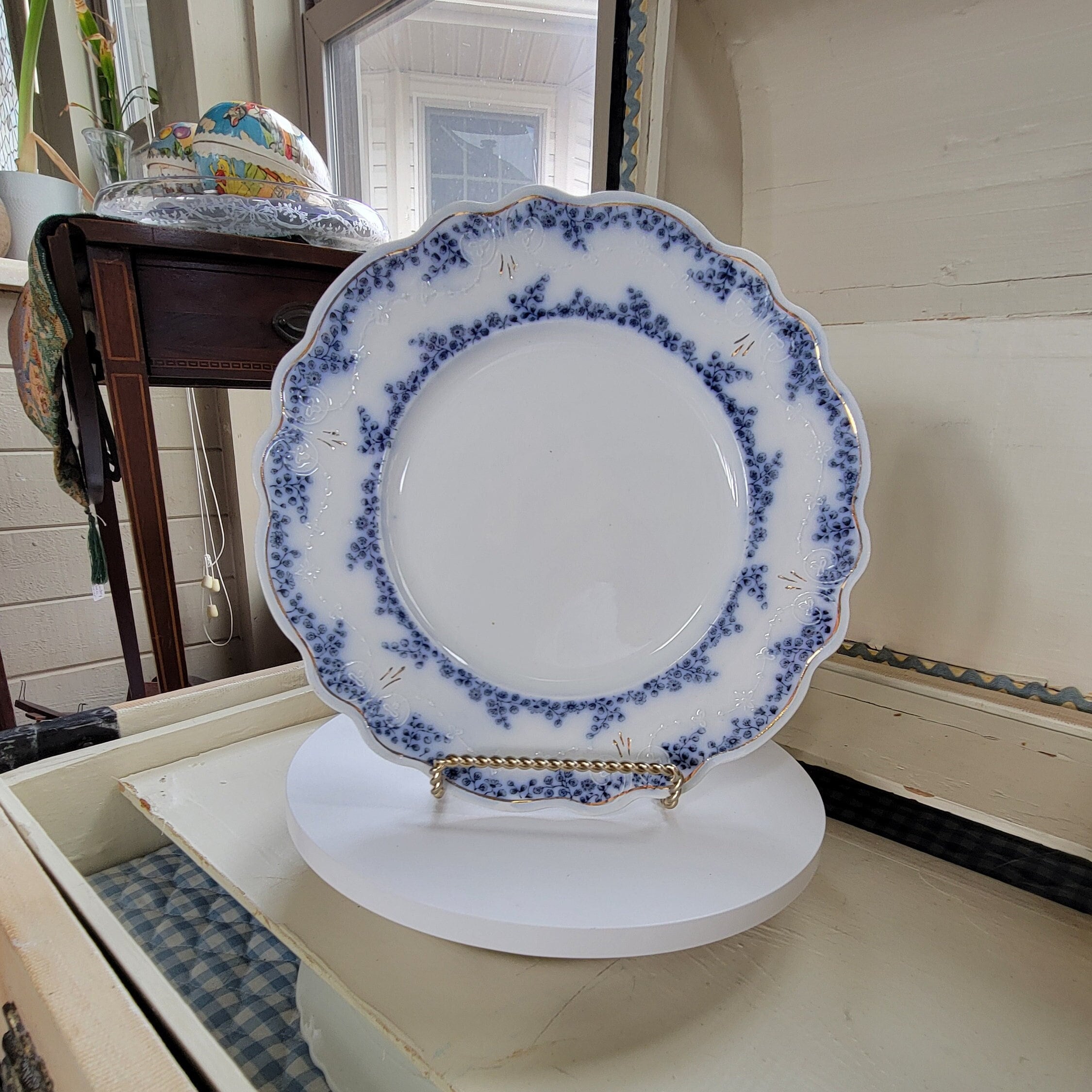 ★専用★アンティークフロウブルー Grindley Melbourneプレート Antique W H Grindley Melbourne Flow Blue and White China 11.25