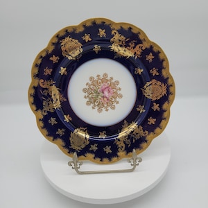 Vintage Theodore Haviland Limoges Salad Plate: Cobalt Blue & Gold Gilt