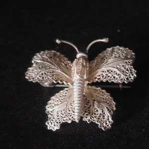 Antique Victorian Art Nouveau Sterling Silver Butterfly Brooch, Beautiful!