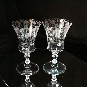 Vintage Cambridge Rose Point Water/Wine Goblets Set of 2 Perfect Wedding or Anniversary Gift Gorgeous!