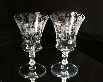 Vintage Cambridge Rose Point Goblets - Set of 2 - Elegant Stemware