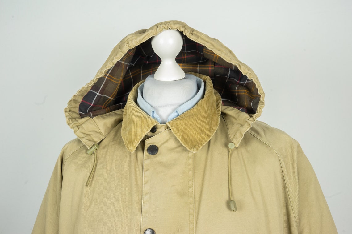 Mens Barbour Classic Beaufort Hooded Cotton Beige Jacket Size Etsy