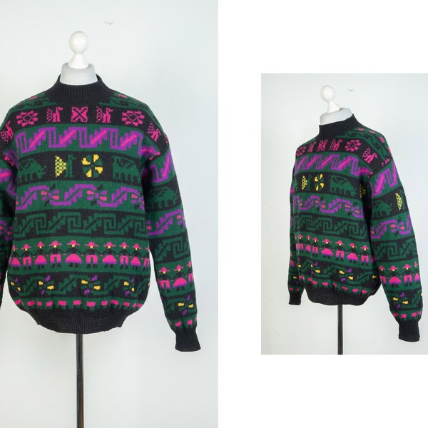 Vintage United Colors Of Benetton Sweatshirt Cardigan Pullover Schwarz Pullover Gr. XL