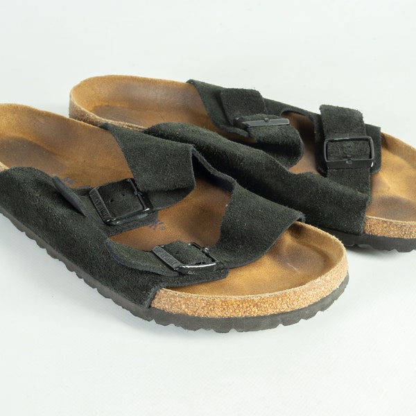 Men's Birkenstock Arizona Black Leather Shoes Sandals Size 44 US 11 285CM