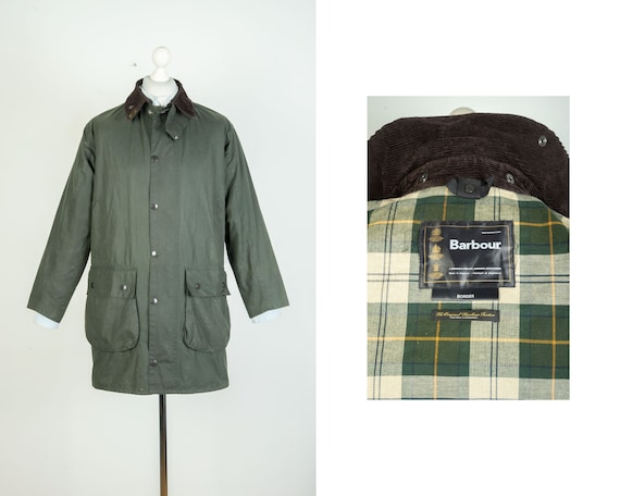 Vintage Barbour Border Wax Cotton Olive Jacket Size C38 - Etsy