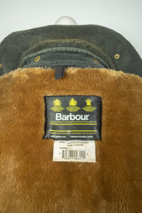 Mens Vintage Barbour Beaufort Wax Cotton Navy/Bla… - image 7