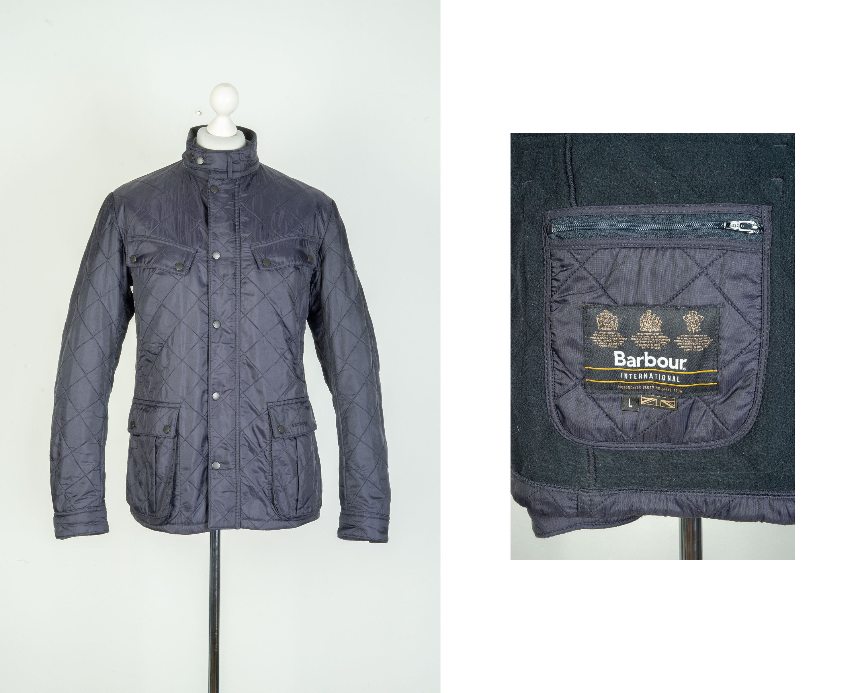 Barbour international ariel quilted jacket navy best sale