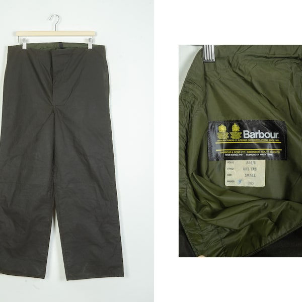 Mens Barbour Olive Wax Cotton Pants A82 Size S