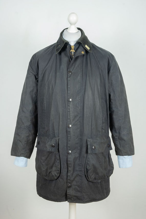Vintage Barbour Border Wax Cotton Olive Jacket Size C38 - Etsy