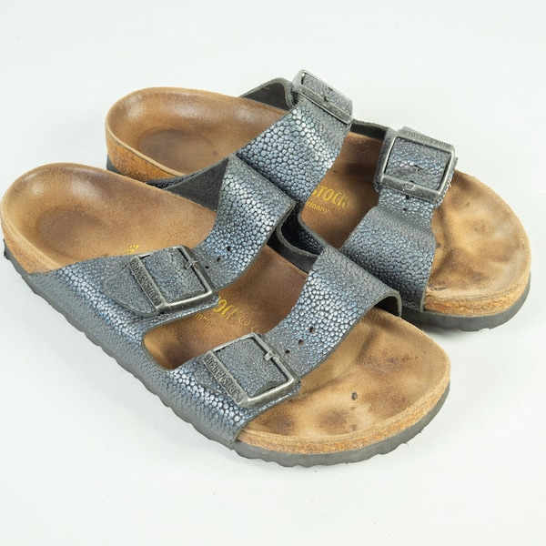 Women's Birkenstock Arizona Snake Blue Shoes Sandals Size US 7 EUR 38 245