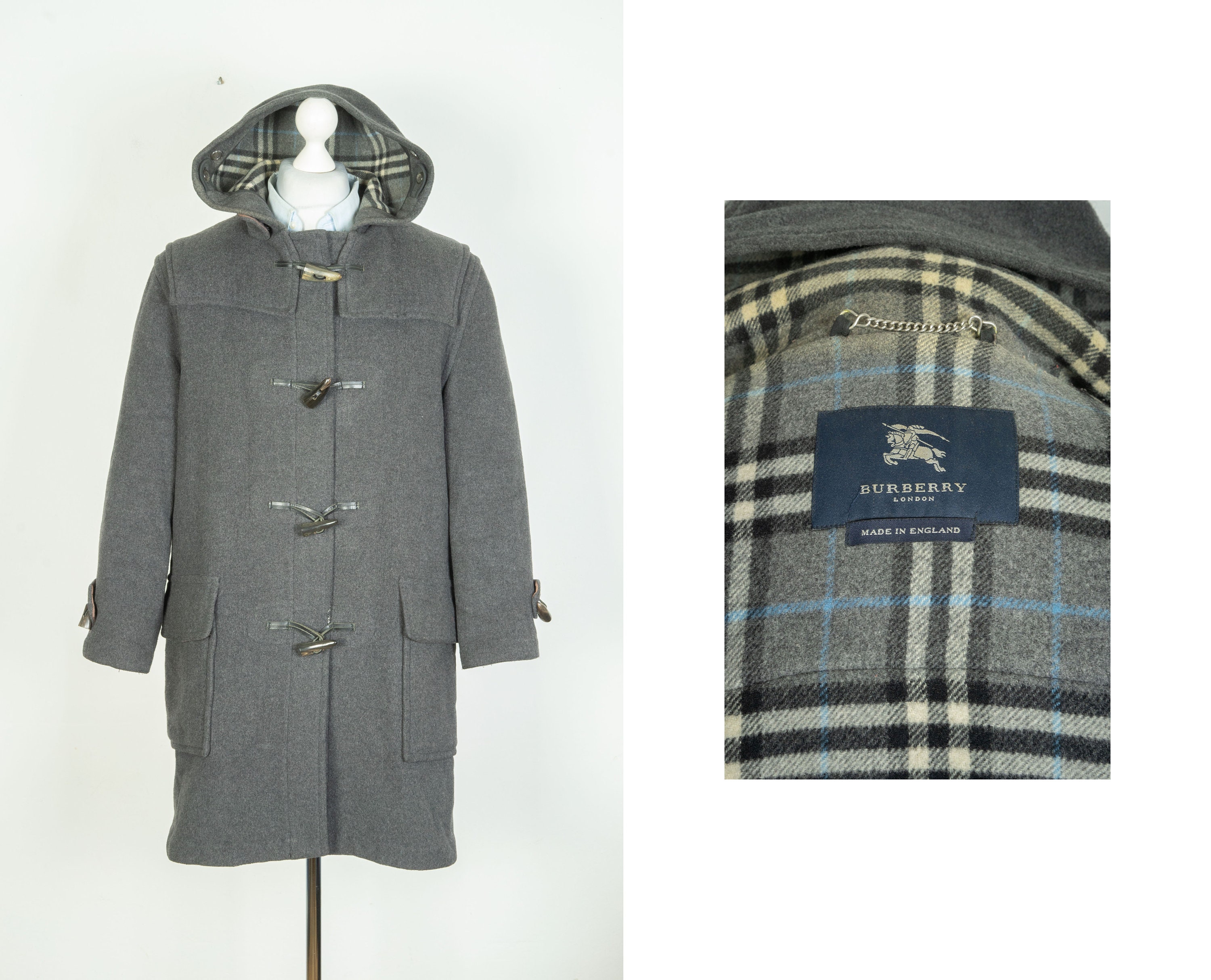 Ladies Burberry London Wool Gray Duffle Coat Size UK 12 US 8 Ladies Burberry London Wool Gray Duffle Coat Size UK 12 US 8