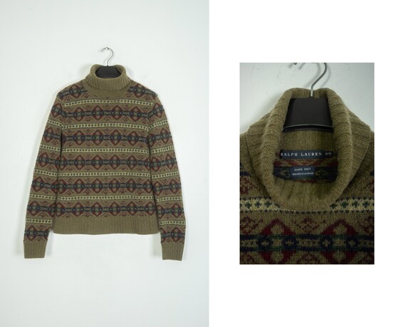 Mens Polo Ralph Lauren Wool Knit Green Turtleneck Cardigan Sweater Size M S Etsy UK
