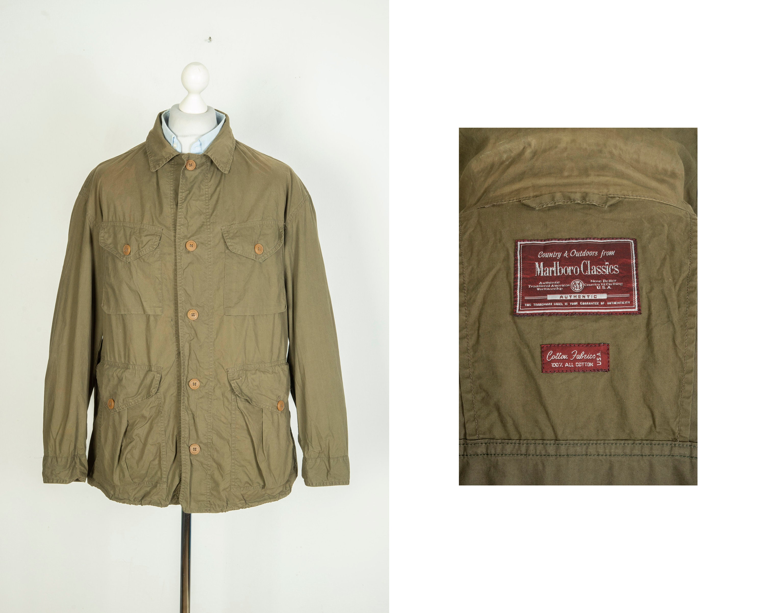 Mens Marlboro Classic Cotton Olive Field Jacket Size 54 - Etsy Denmark 