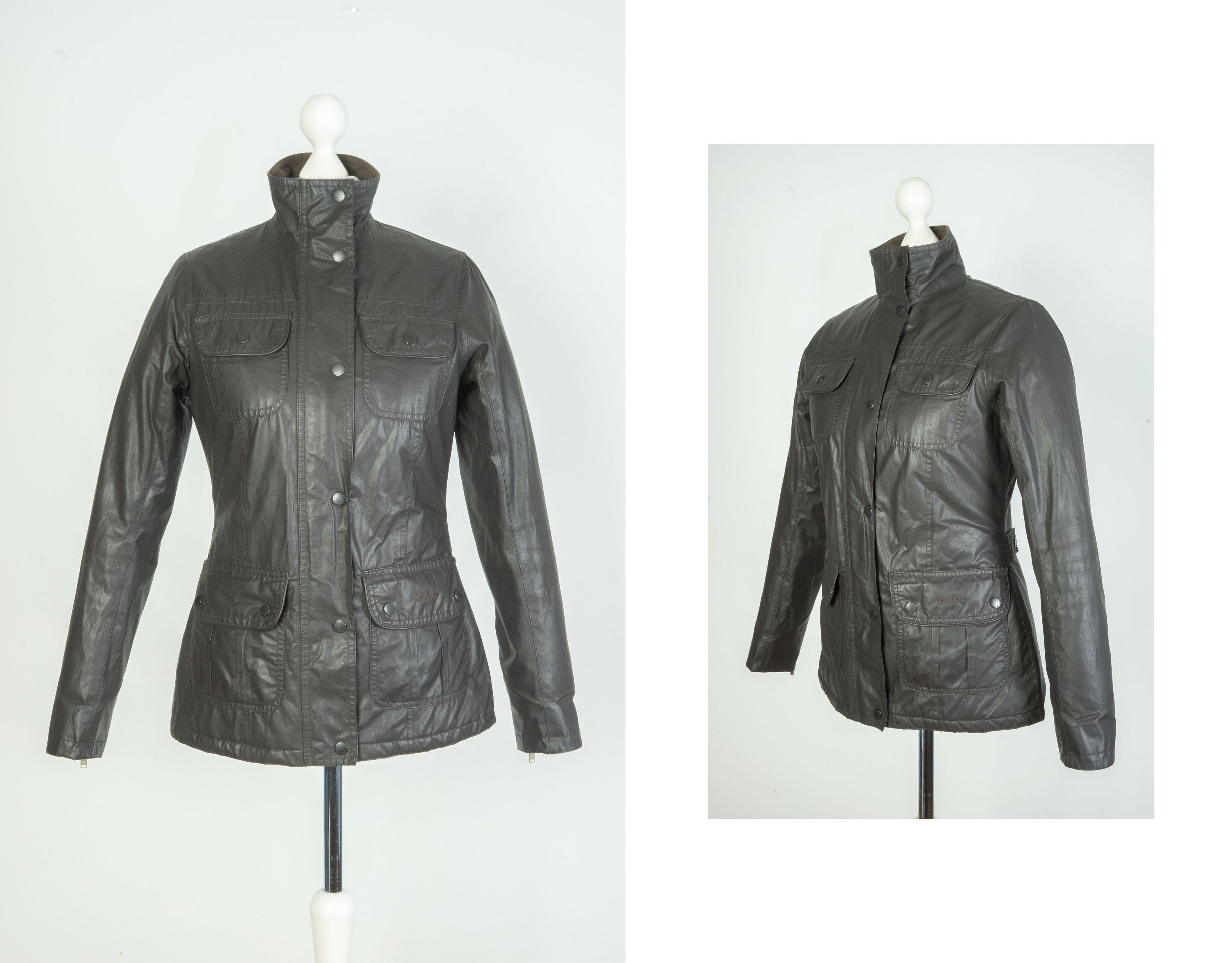 Barbour Carbon Kate Black Jacket Size 