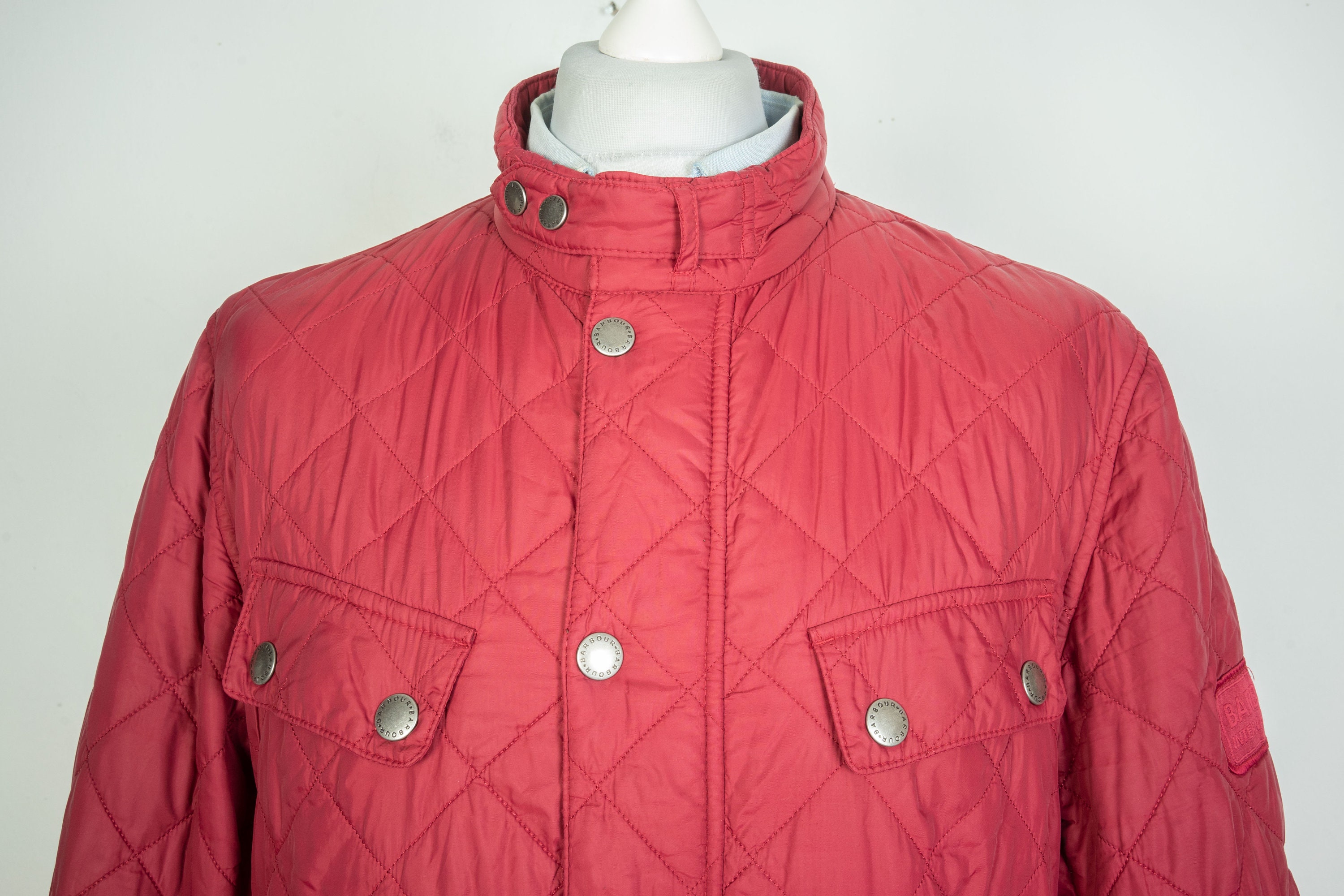 Men s Barbour International Ariel Quilted Red Jacket Size XXL Etsy