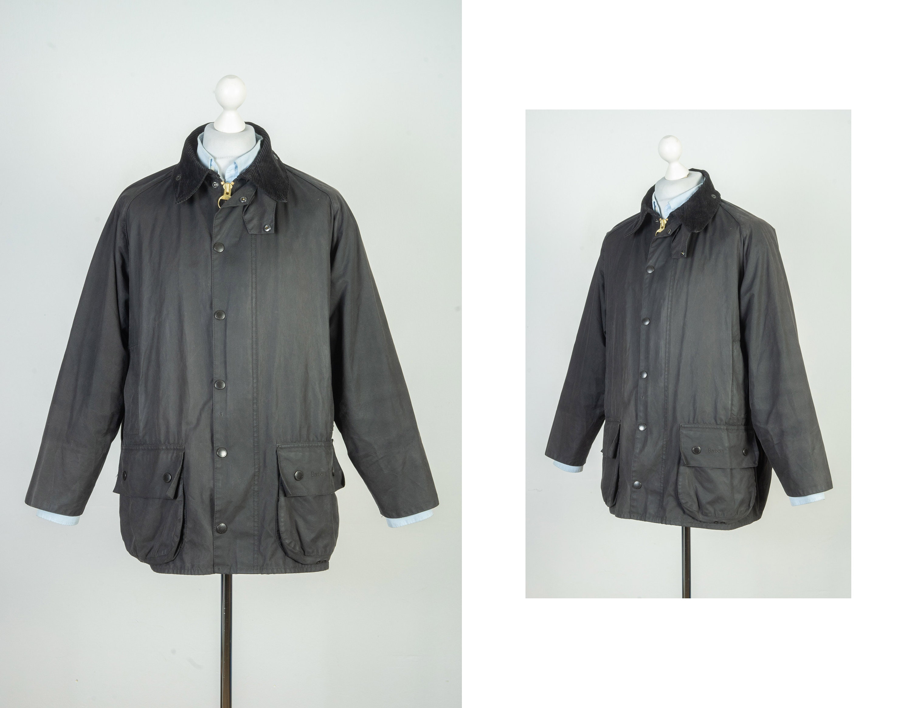 Barbour Classic Beaufort Wax Cotton Black Jacket Size 44 112cm