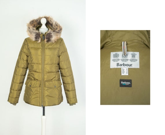 Women s Barbour Bayside Quilt Fibre Down Quilt Olive Jacket Size UK 10 USA 6 Etsy Canada