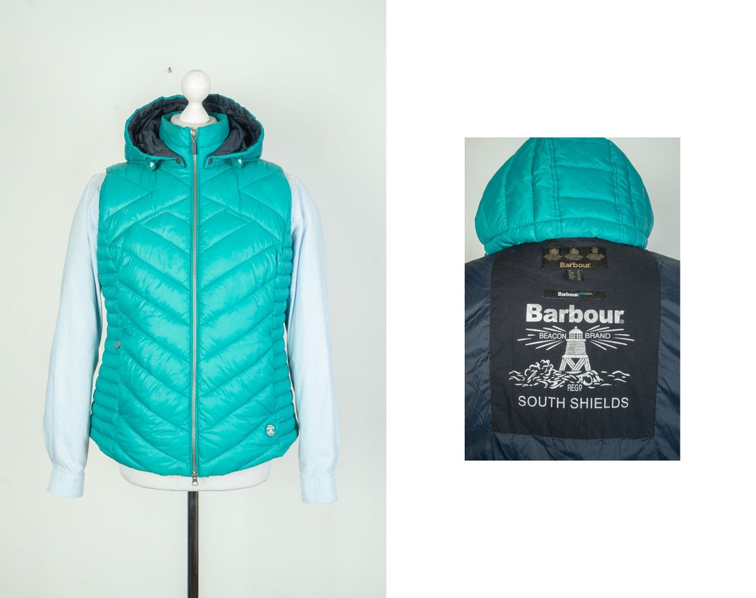 Women s Barbour Pentle Quilted Down Green blue Vest Liner Gilet Size UK 18 US 14 Etsy